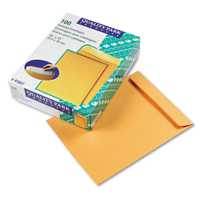 Catalog Envelope, #13 1/2, Cheese Blade Flap, Gummed Closure, 10 x 13, Brown Kraft, 100/Box