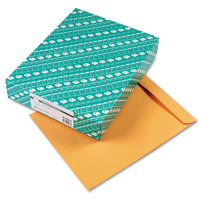 Catalog Envelope, 28 lb Bond Weight Kraft, #15 1/2, Square Flap, Gummed Closure, 12 x 15.5, Brown Kraft, 100/Box