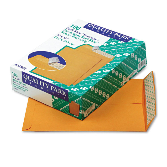 Redi-Strip Catalog Envelope, #10 1/2, Cheese Blade Flap, Redi-Strip Closure, 9 x 12, Brown Kraft, 100/Box