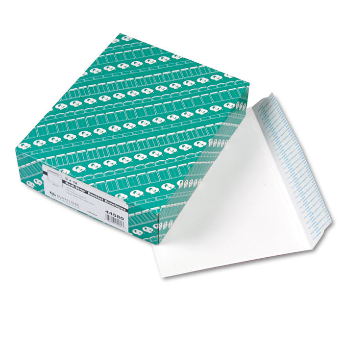Open-Side Booklet Envelope, #10 1/2, Cheese Blade Flap, Redi-Strip Closure, 9 x 12, White, 100/Box
