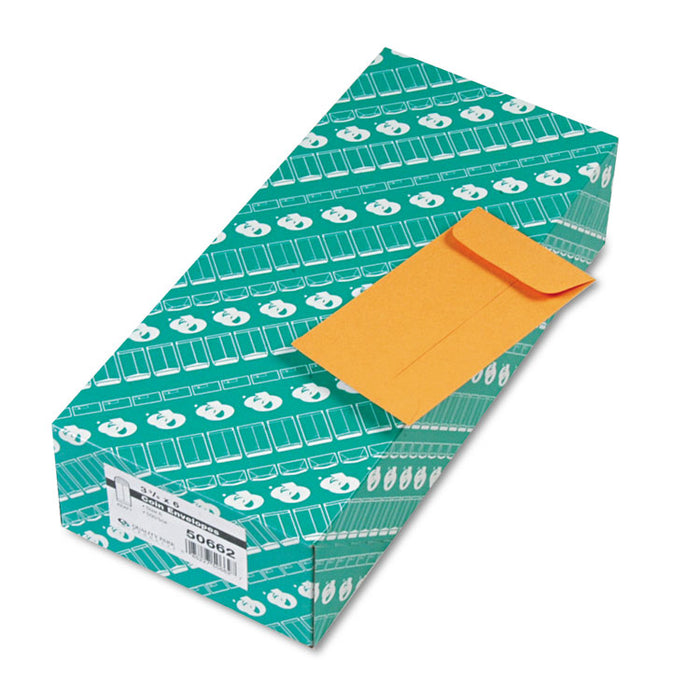 Kraft Coin & Small Parts Envelope, #6, Square Flap, Gummed Closure, 3.38 x 6, Brown Kraft, 500/Box