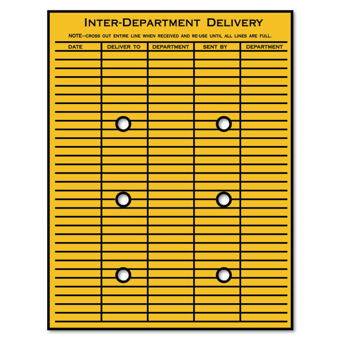 Brown Kraft String & Button Interoffice Envelope, #97, Two-Sided Five-Column Format, 10 x 13, Brown Kraft, 100/Carton