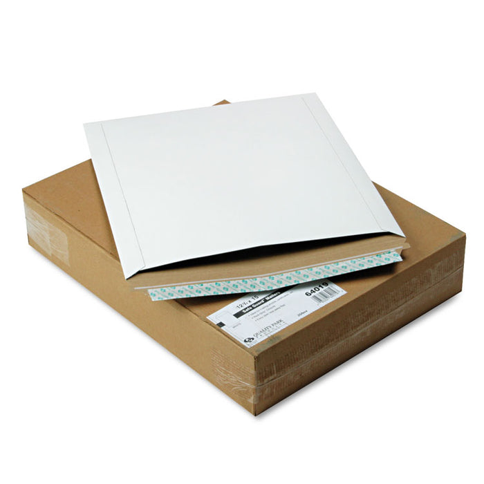 Extra-Rigid Photo/Document Mailer, Cheese Blade Flap, Self-Adhesive Closure, 12.75 x 15, White, 25/Box