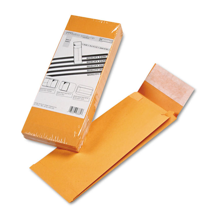 Redi-Strip Kraft Expansion Envelope, #14, Square Flap, Redi-Strip Closure, 5 x 11, Brown Kraft, 25/Pack