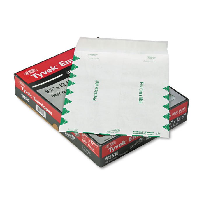 First Class Catalog Mailers, DuPont Tyvek, #12 1/2, Cheese Blade Flap, Redi-Strip Closure, 9.5 x 12.5, White, 100/Box