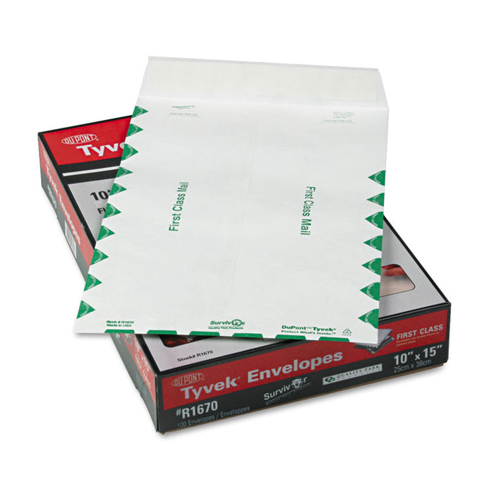 First Class Catalog Mailers, DuPont Tyvek, #15, Cheese Blade Flap, Redi-Strip Closure, 10 x 15, White, 100/Box