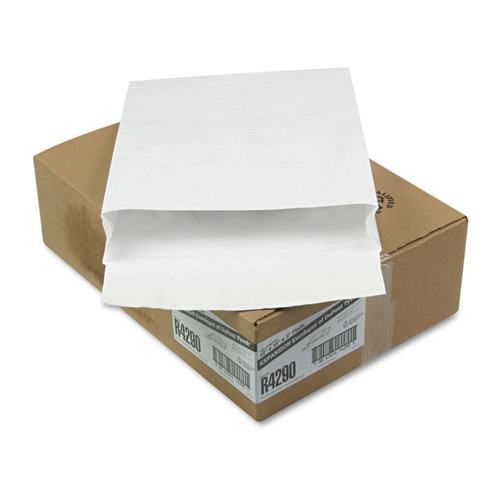 Open End Expansion Mailers, DuPont Tyvek, #15 1/2, Cheese Blade Flap, Redi-Strip Closure, 12 x 16, White, 100/Carton