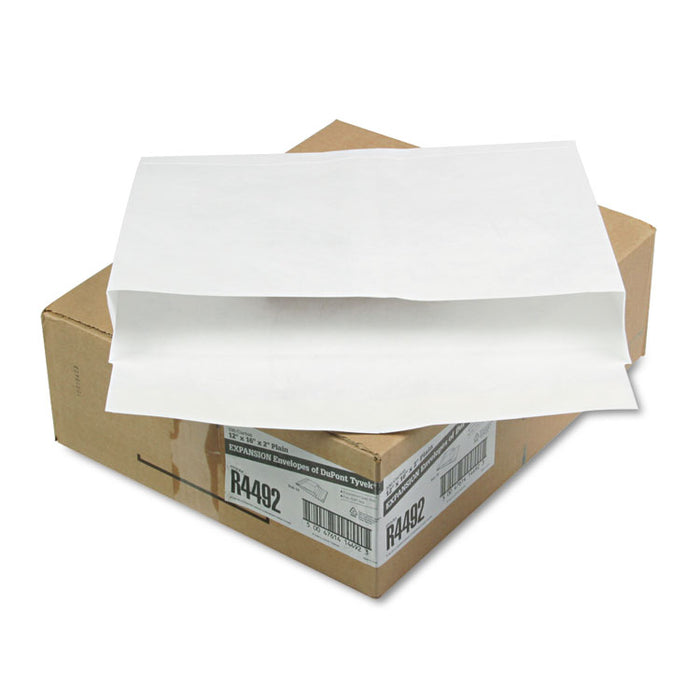 Open Side Expansion Mailers, DuPont Tyvek, #15 1/2, Cheese Blade Flap, Redi-Strip Closure, 12 x 16, White, 100/Carton