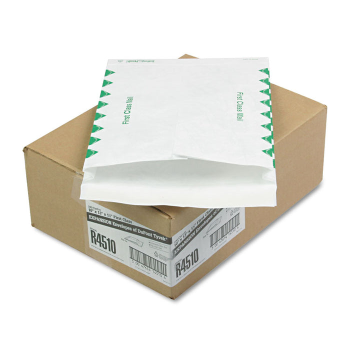 Open End Expansion Mailers, DuPont Tyvek, #13 1/2, Flip-Stik Flap, Redi-Strip Closure, 10 x 13, White, 100/Carton