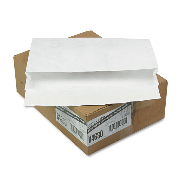 Open Side Expansion Mailers, DuPont Tyvek, #15, Cheese Blade Flap, Redi-Strip Closure, 10 x 15, White, 100/Carton