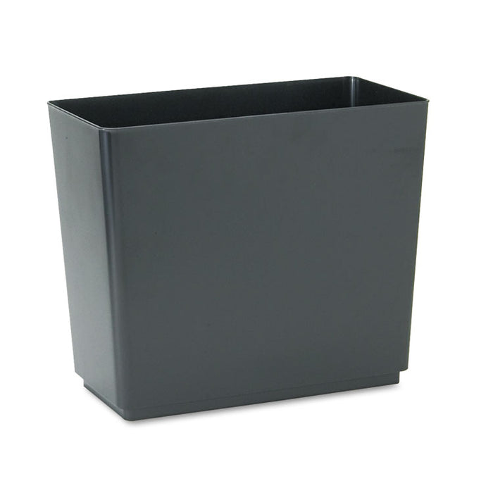 Designer 2 Wastebasket, Rectangular, Plastic, 6.5 gal, Black, 6/Carton