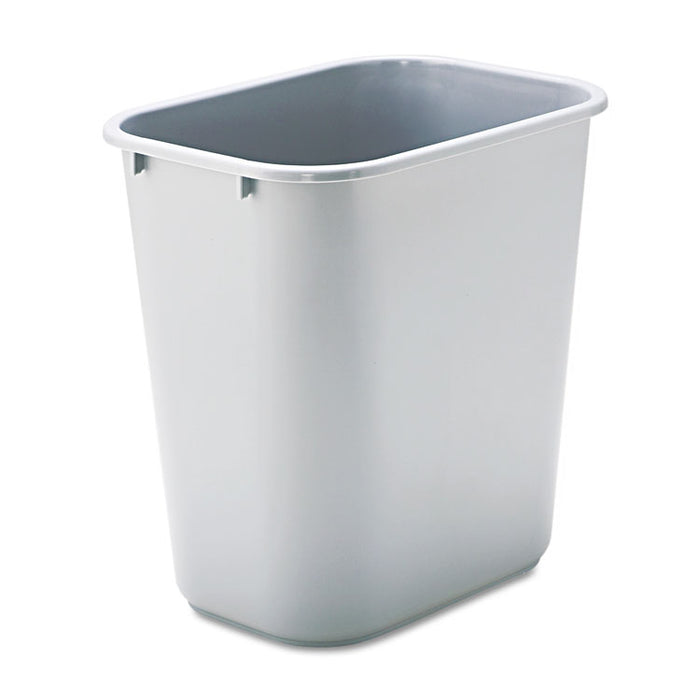 Deskside Plastic Wastebasket, Rectangular, 7 gal, Gray