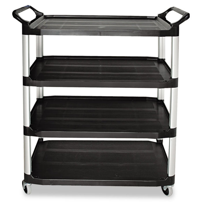 Open Sided Utility Cart, Four-Shelf, 40.63w x 20d x 51h, Black