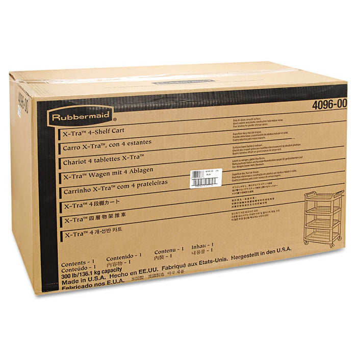 Open Sided Utility Cart, Four-Shelf, 40.63w x 20d x 51h, Black