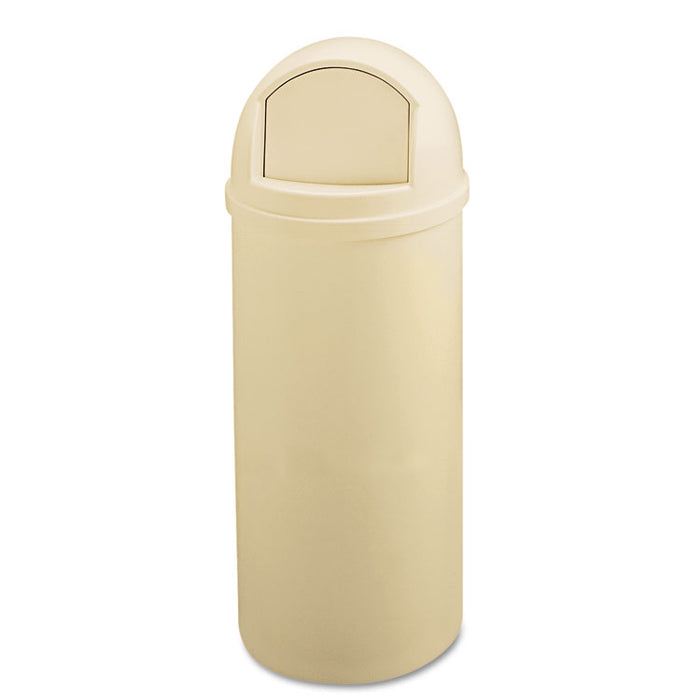 Marshal Classic Container, Round, Polyethylene, 25 gal, Beige