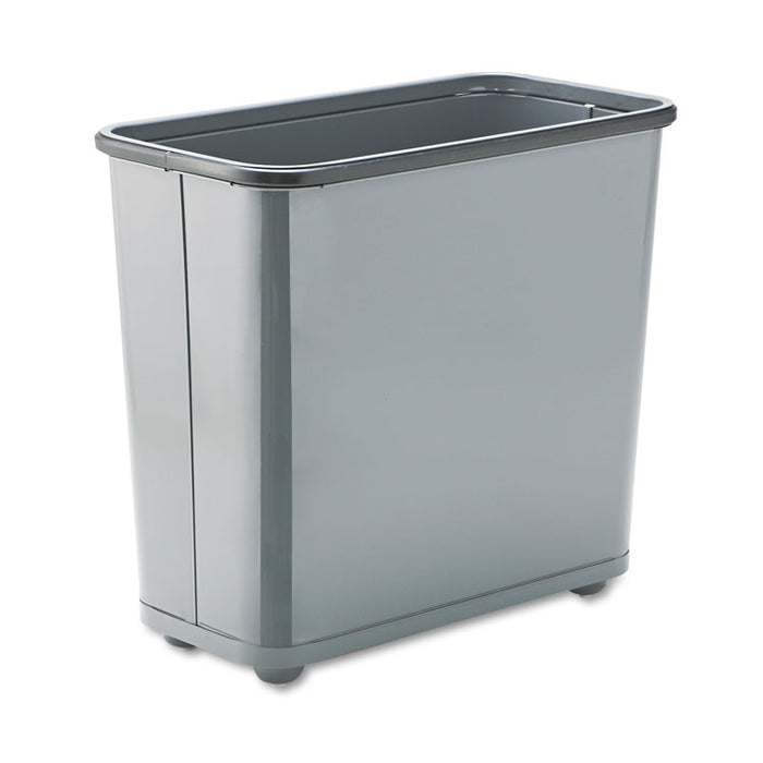 Fire-Safe Wastebasket, Rectangular, Steel, 7.5 gal, Gray