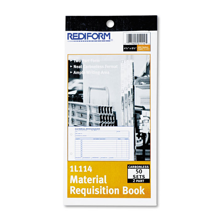 Material Requisition Book, 7 7/8 x 4 1/4, Two-Part Carbonless, 50-Set Book