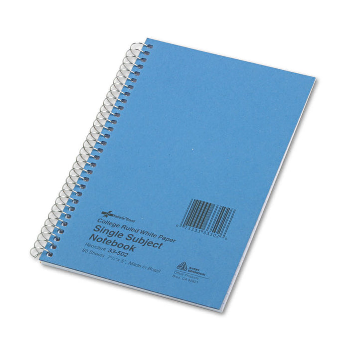 Single-Subject Wirebound Notebooks, 1 Subject, Medium/College Rule, Kolor Kraft Blue Front Cover, 7.75 x 5, 80 Sheets