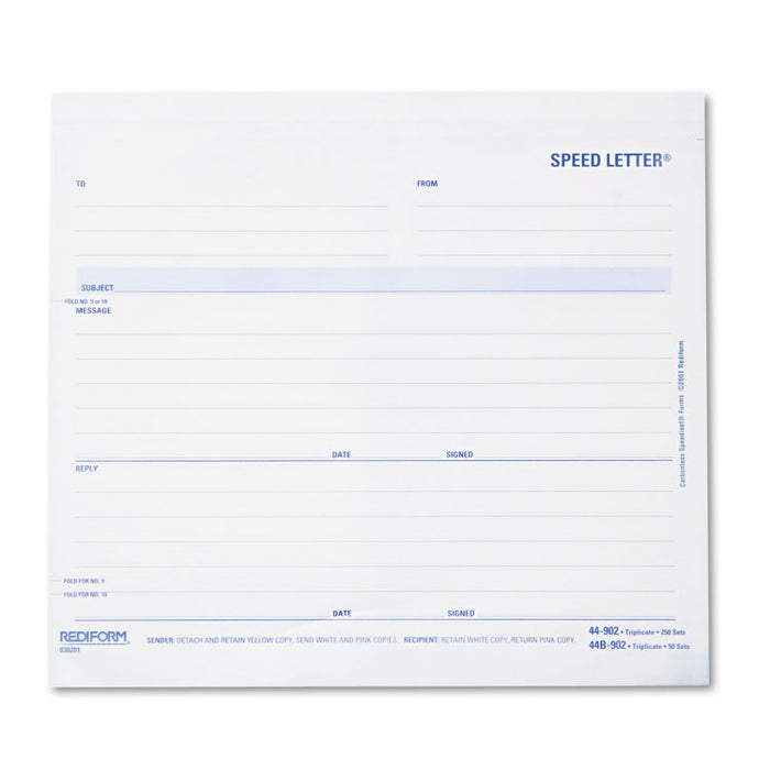 Speed Letters, 7 x 8 1/2, Three-Part Carbonless, 250 Forms
