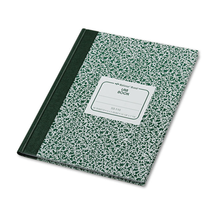 Lab Notebook, Quadrille Rule, Green Marble Cover, 10.13 x 7.88, 96 Sheets