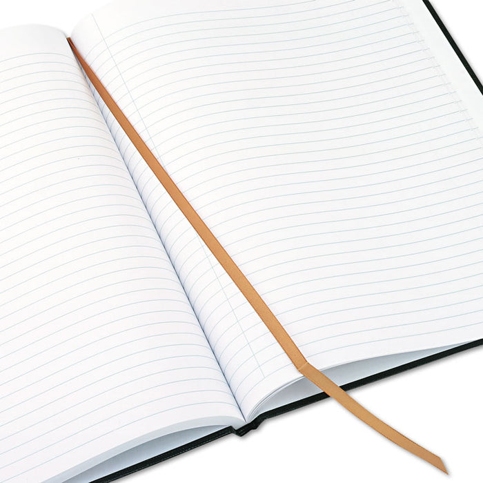 Executive Notebook, Ribbon Bookmark, 1 Subject, Medium/College Rule, Black Cover, 10.75 x 8.5, 75 Sheets