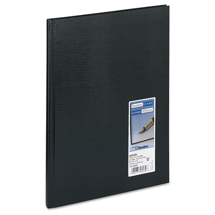 Executive Notebook, Ribbon Bookmark, 1 Subject, Medium/College Rule, Black Cover, 10.75 x 8.5, 75 Sheets