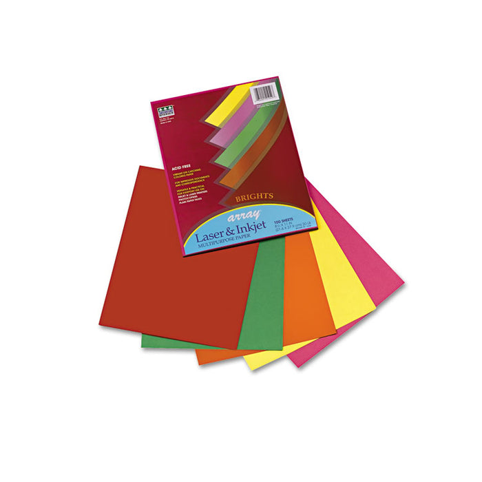 Array Colored Bond Paper, 20lb, 8.5 x 11, Assorted Bright Colors, 100/Pack