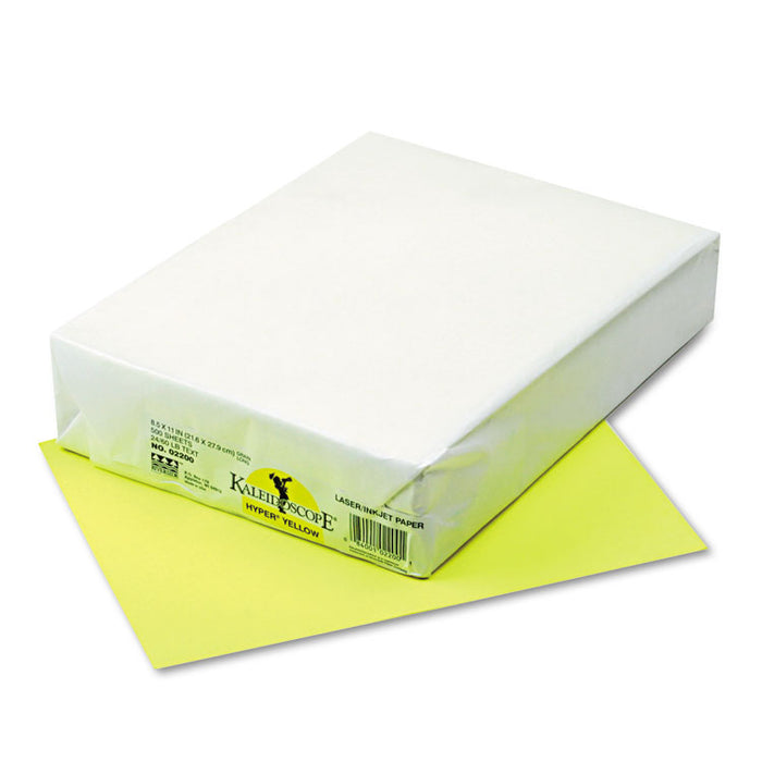 Kaleidoscope Multipurpose Colored Paper, 24 lb Bond Weight, 8.5 x 11, Hyper Yellow, 500/Ream