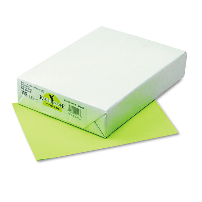 Kaleidoscope Multipurpose Colored Paper, 24lb, 8.5 x 11, Hyper Lime, 500/Ream