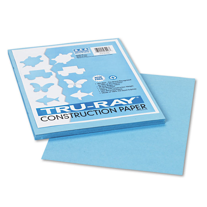Tru-Ray Construction Paper, 76 lb Text Weight, 9 x 12, Sky Blue, 50/Pack