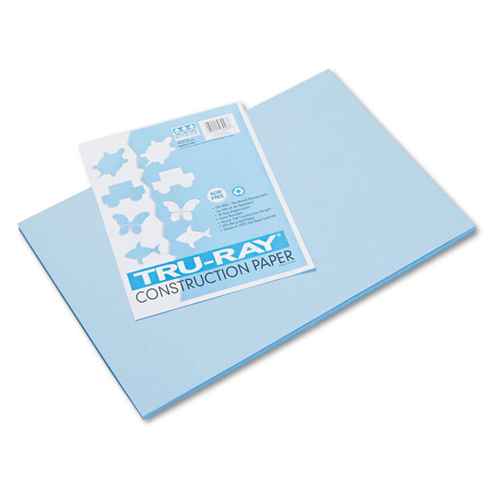 Tru-Ray Construction Paper, 76lb, 12 x 18, Sky Blue, 50/Pack