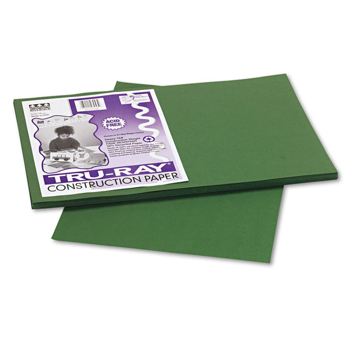 Tru-Ray Construction Paper, 76lb, 12 x 18, Dark Green, 50/Pack