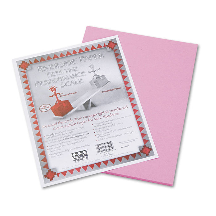 Riverside Construction Paper, 76lb, 9 x 12, Pink, 50/Pack