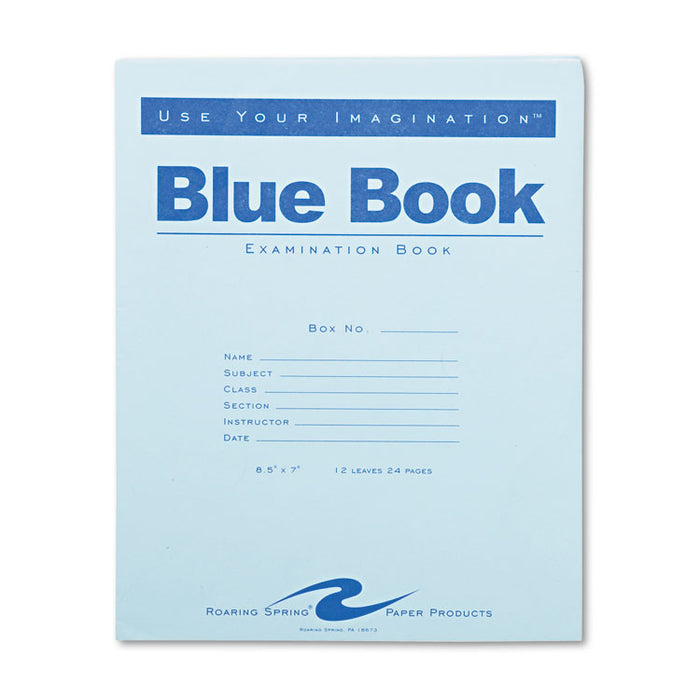 Examination Blue Book, Wide/Legal Rule, 8.5 x 7, White, 12 Sheets