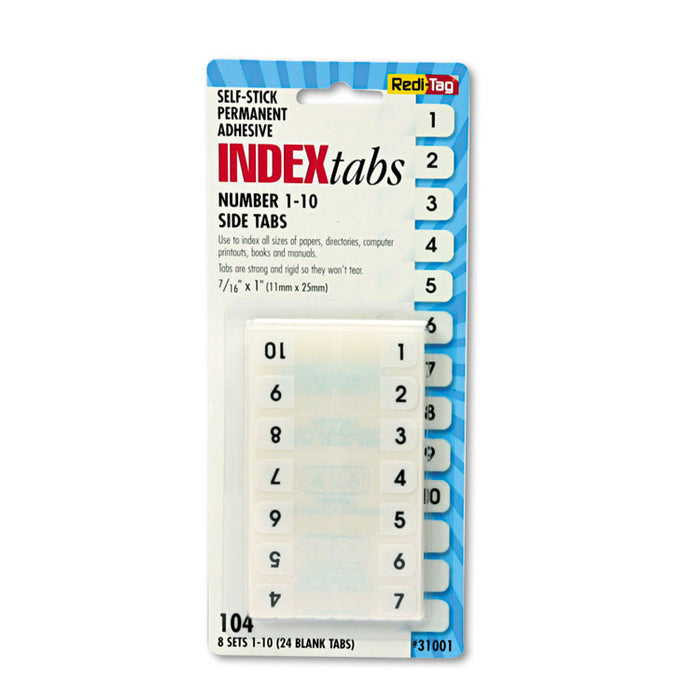Legal Index Tabs, 1/12-Cut Tabs, 1-10, White, 0.44" Wide, 104/Pack