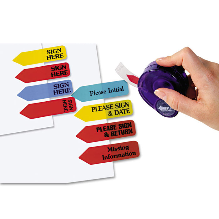 Arrow Message Page Flags in Dispenser, "Sign Here", Yellow, 120 Flags/Dispenser