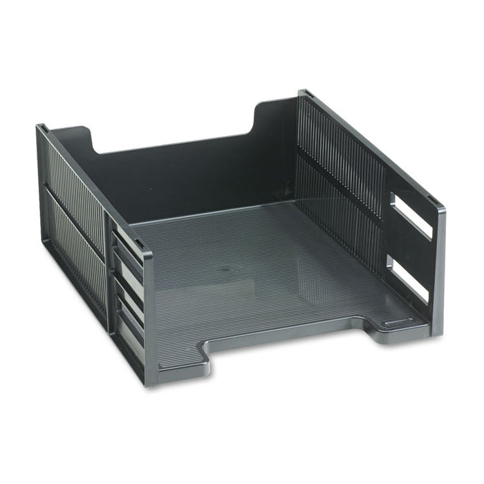 High-Capacity Stackable Front Load Desk Trays, 1 Section, Letter Size Files, 8.5" x 11" x 5", Black
