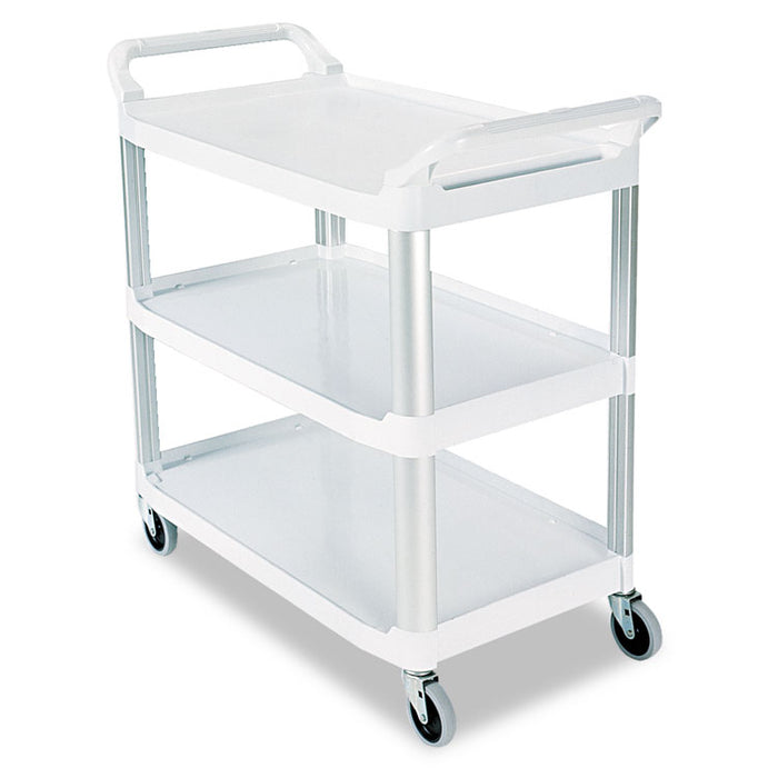 Open Sided Utility Cart, Three-Shelf, 40.63w x 20d x 37.81h, Off-White