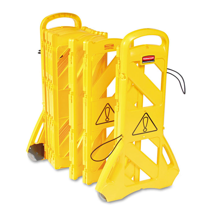 Portable Mobile Safety Barrier, Plastic, 13 ft x 40", Yellow