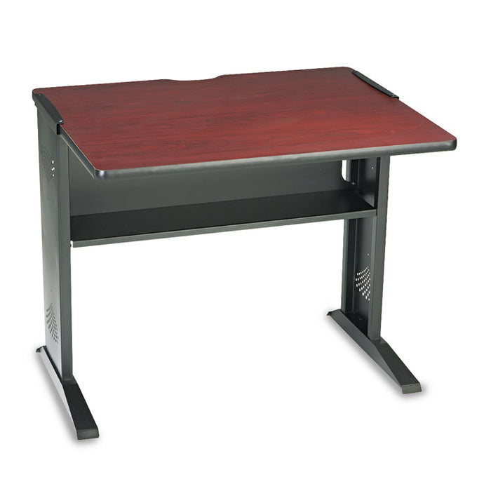 Computer Desk with Reversible Top, 35.5w x 28d x 30h, Mahogany/Medium Oak/Black