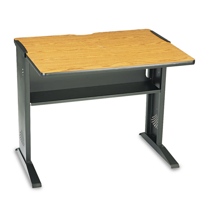 Computer Desk with Reversible Top, 35.5w x 28d x 30h, Mahogany/Medium Oak/Black