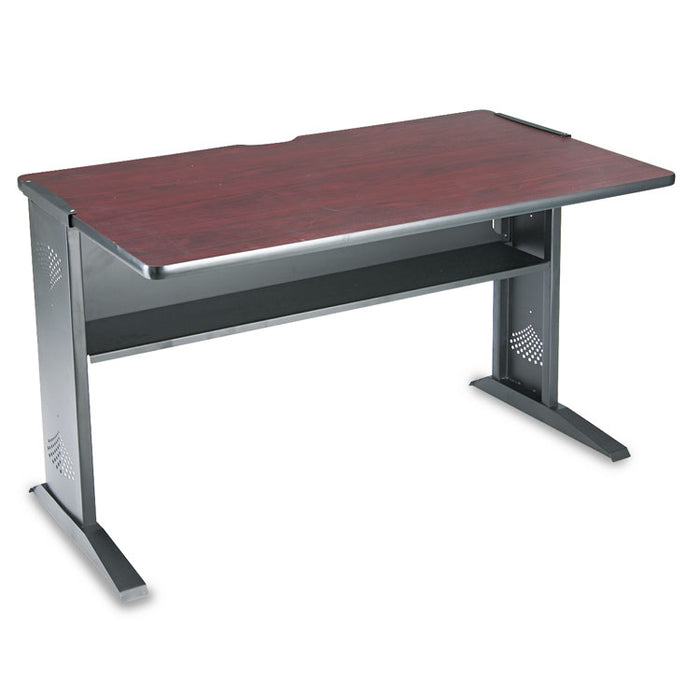Computer Desk with Reversible Top, 47.5w x 28d x 30h, Mahogany/Medium Oak/Black
