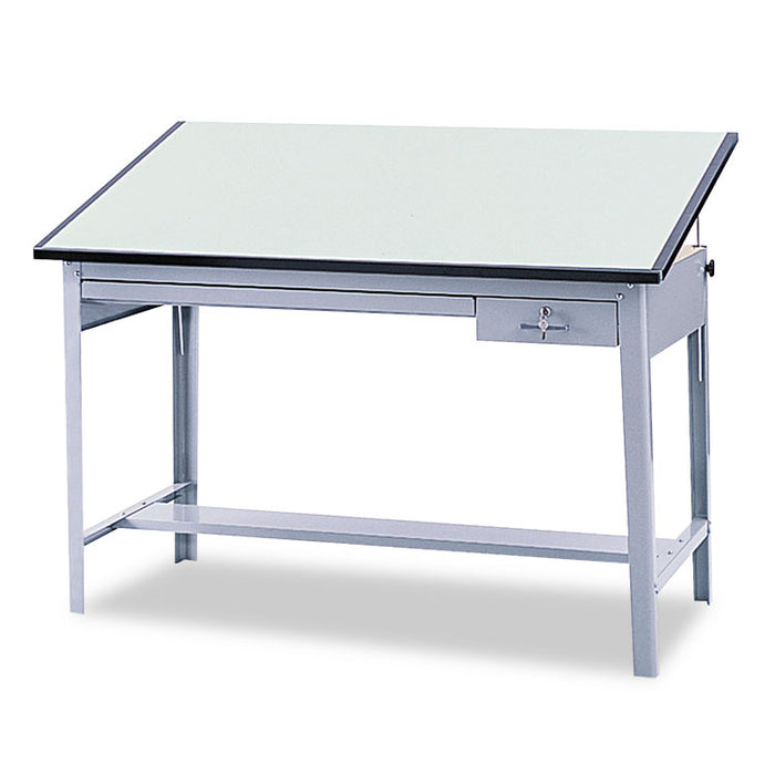 Precision Four-Post Drafting Table Base, 56.5w x 30.5d x 35.5h, Gray