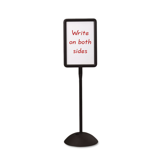 Double Sided Sign, Magnetic/Dry Erase Steel, 18 x 18, White, Black Frame