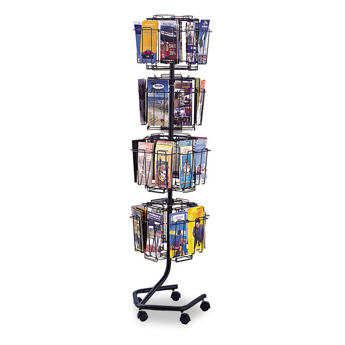 Wire Rotary Display Racks, 32 Compartments, 15w x 15d x 60h, Charcoal