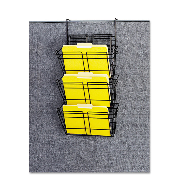 Panelmate Triple-File Basket Organizer, 15 1/2 x 29 1/2, Charcoal Gray