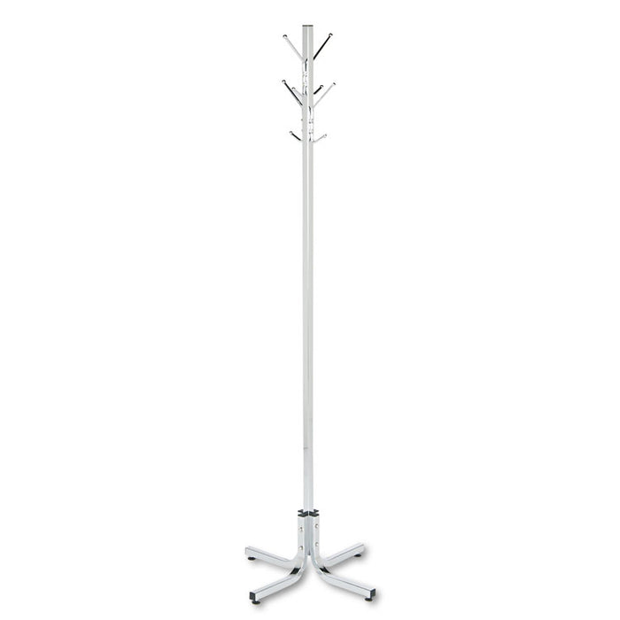 Metal Costumer, Four Ball-Tipped Double-Hooks, 21w x 21d x 70h, Chrome