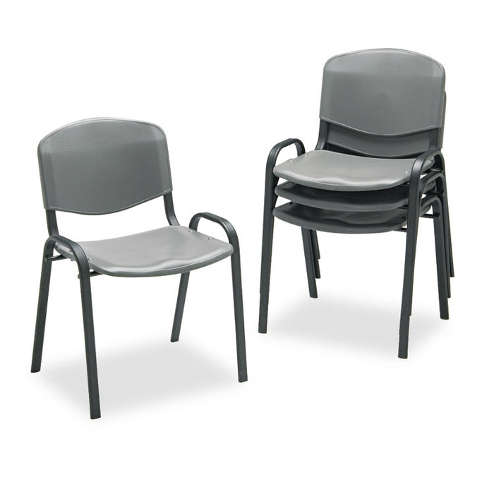 Stacking Chair, Supports Up to 250 lb, Charcoal Seat/Back, Black Base, 4/Carton