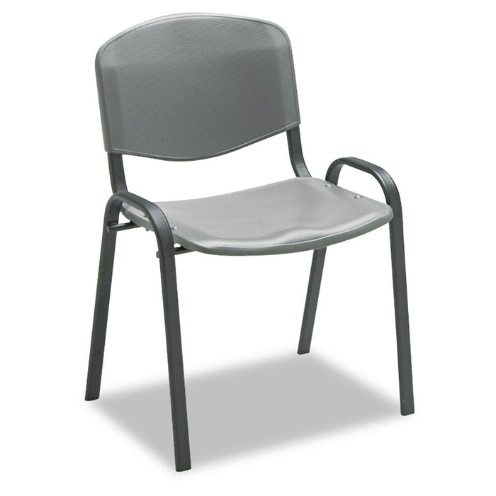 Stacking Chair, Supports Up to 250 lb, Charcoal Seat/Back, Black Base, 4/Carton