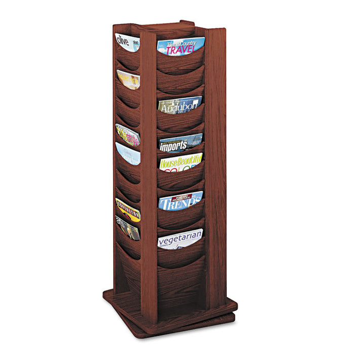 Rotary Display, 48 Compartments, 17.75w x 17.75d x 49.5h, Mahogany